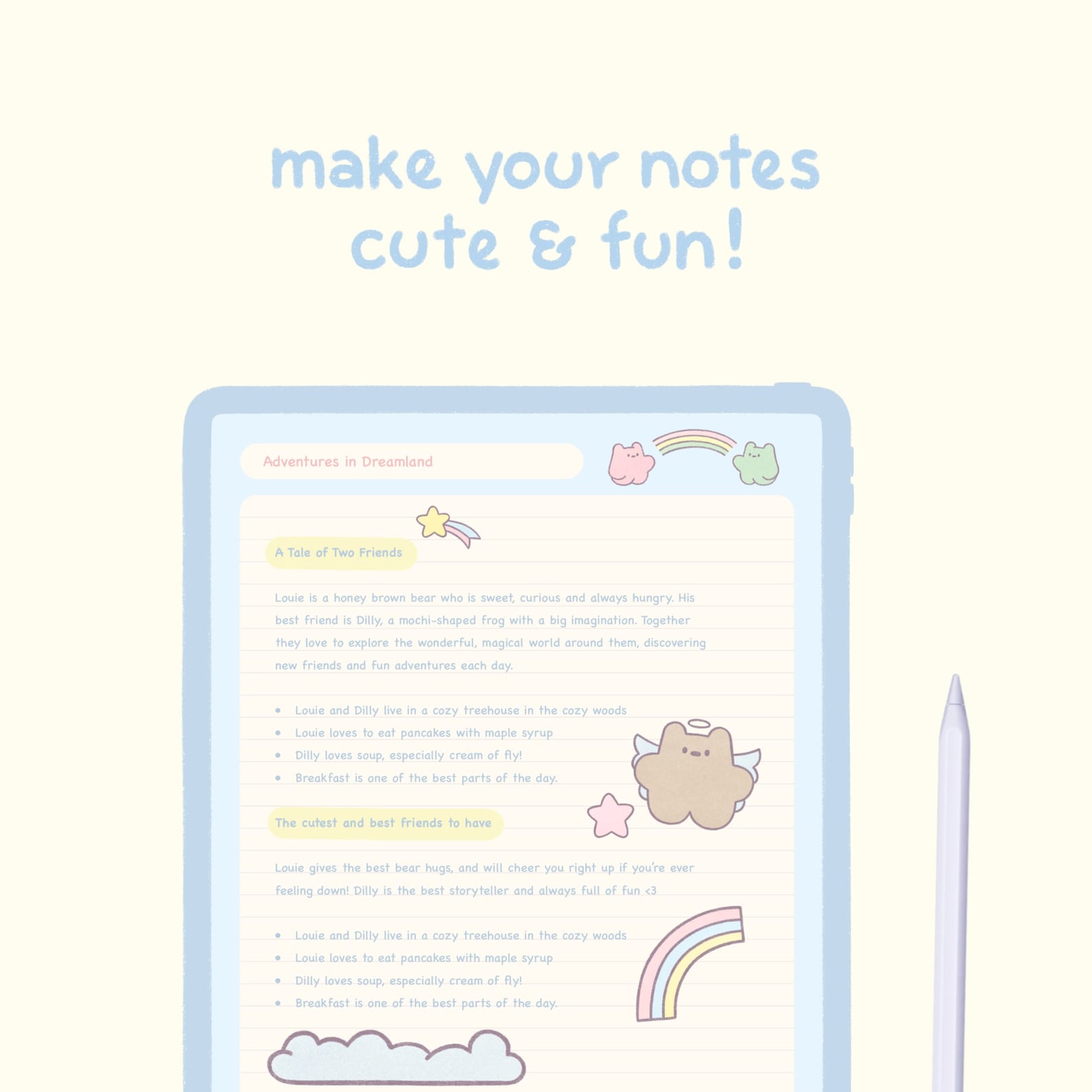 Cute Sky Blue Digital Notebook Template: Dreamland | Goodnotes, Samsung ...
