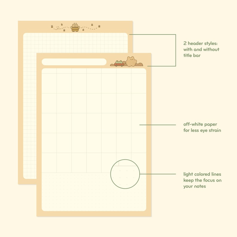 Cute Beige Digital Notebook Template: Woodland | Goodnotes, Samsung Notes | Cute Bear & Frog Stickers | Kawaii Planner, Journal, Diary image 5