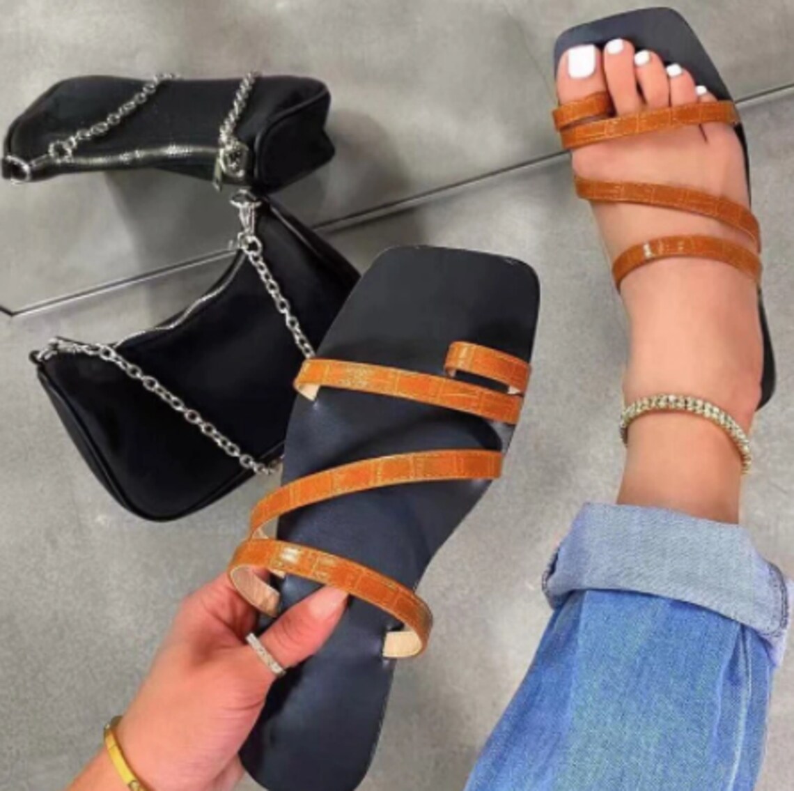 clear toe thong square toe heeled sandals