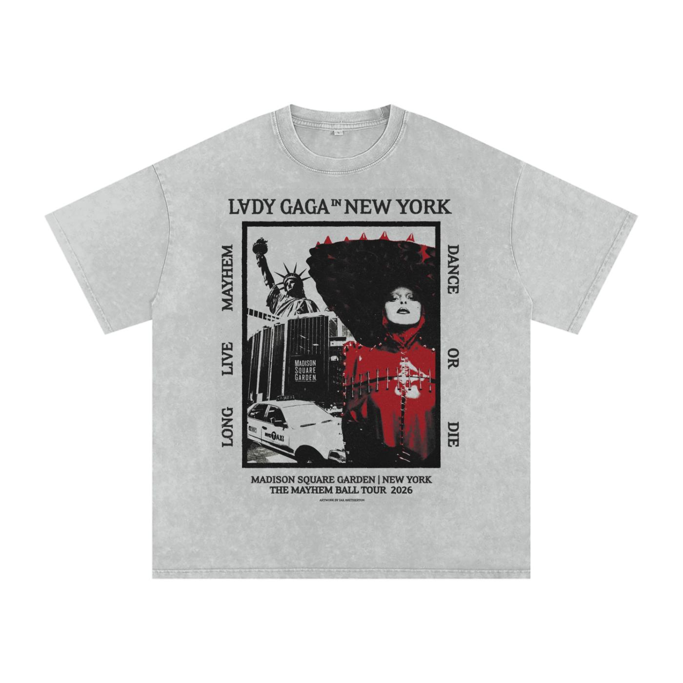 Lady Gaga Mayhem Ball Tour - New York - Acid Wash Oversize T-shirt