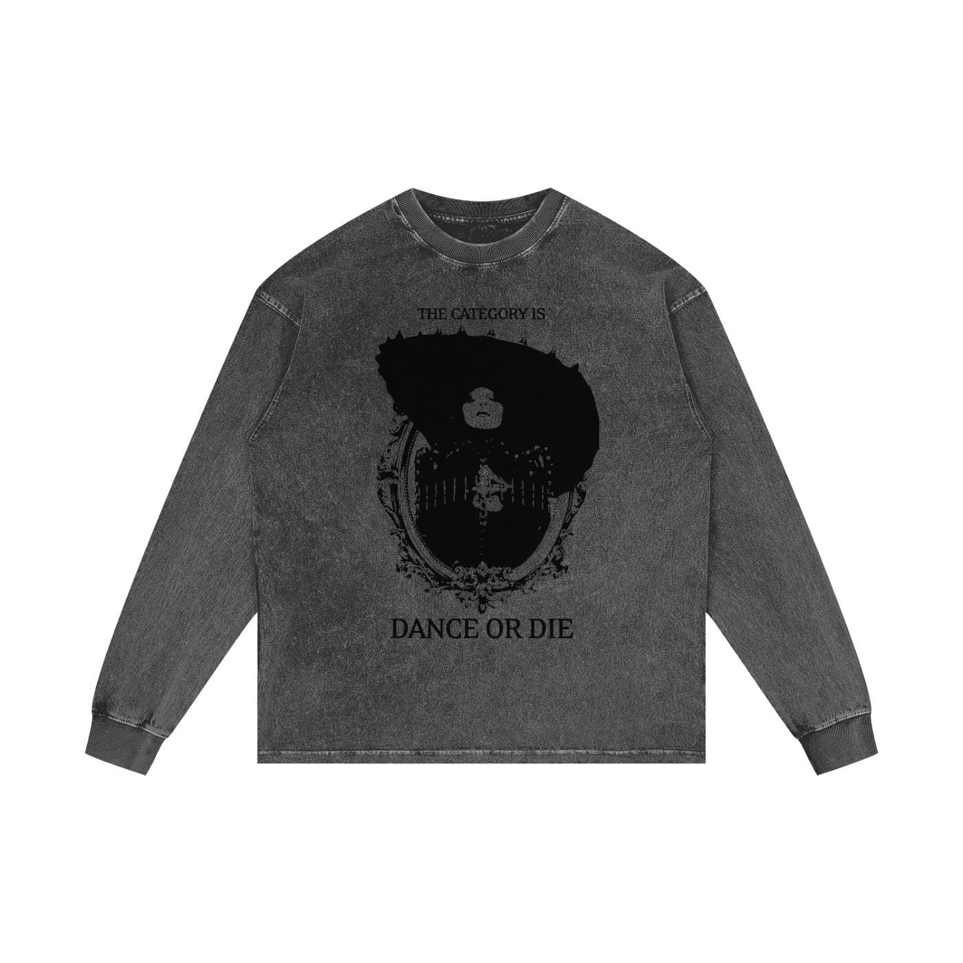 Lady Gaga 'dance or Die' Acid Wash Oversized Long Sleeve T-shirt