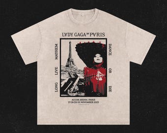 Lady Gaga Mayhem Ball Tour - London - Acid Wash Oversize T-shirt