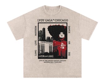 Lady Gaga Mayhem Ball Tour - Chicago - Acid Wash Oversize T-shirt