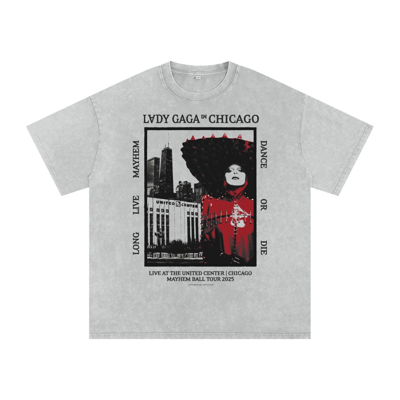 Lady Gaga Mayhem Ball Tour - Chicago - Acid Wash Oversize T-shirt