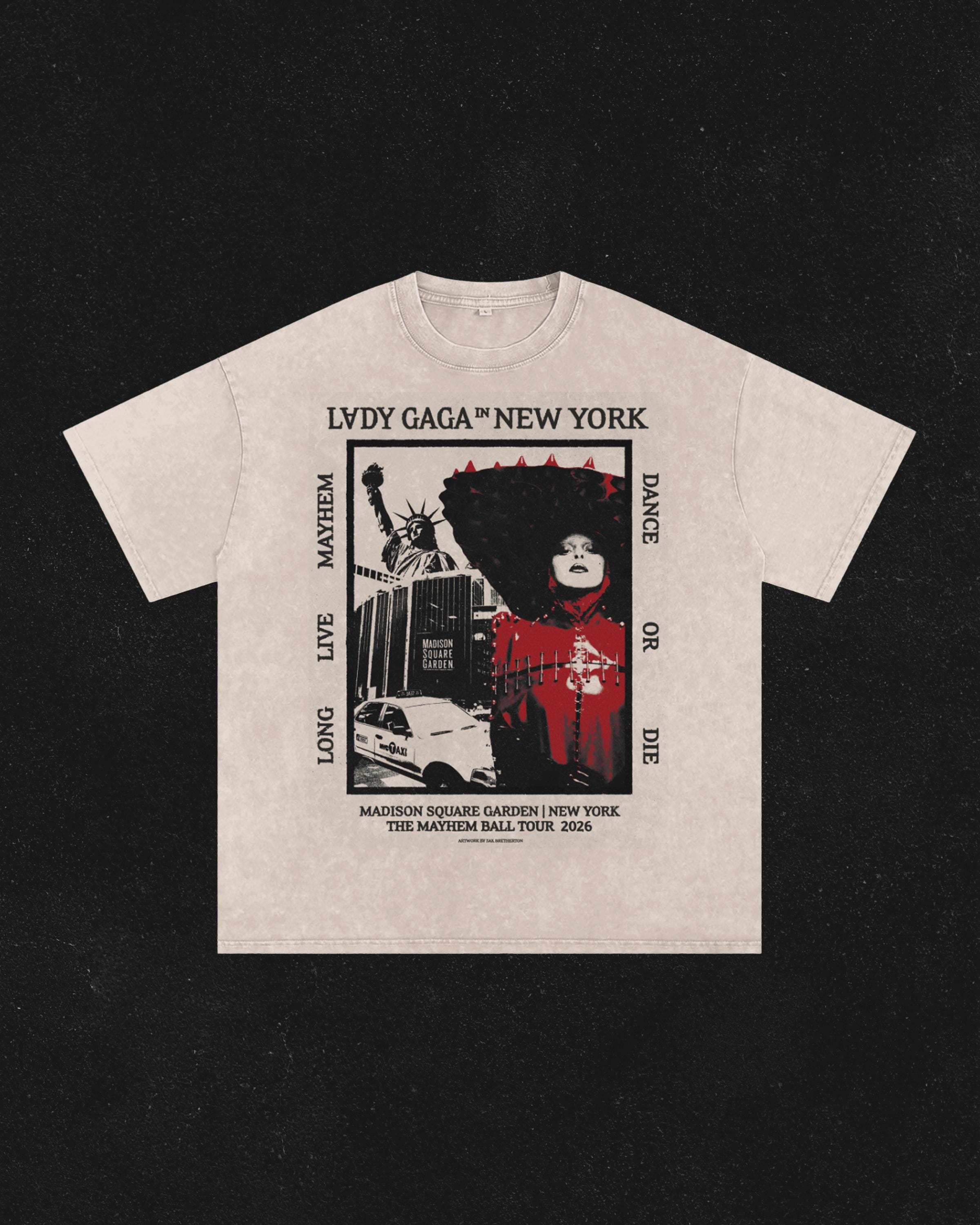 Lady Gaga Mayhem Ball Tour - New York - Acid Wash Oversize T-shirt