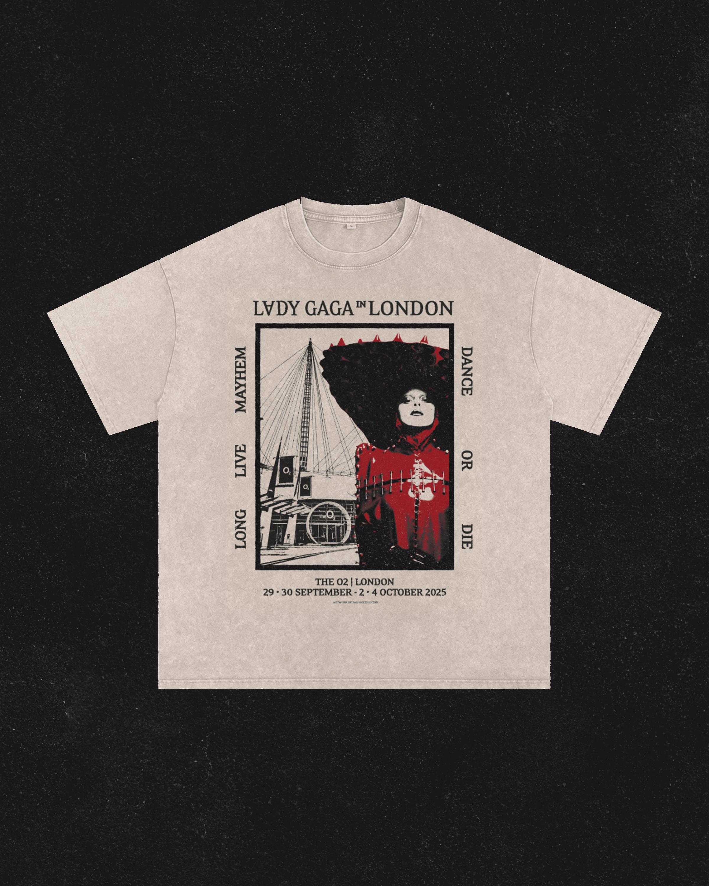 Lady Gaga Mayhem Ball Tour - London - Acid Wash Oversize T-shirt