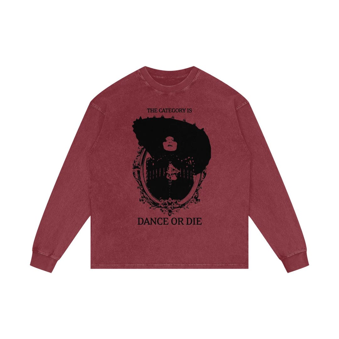 Lady Gaga 'dance or Die' Acid Wash Oversized Long Sleeve T-shirt