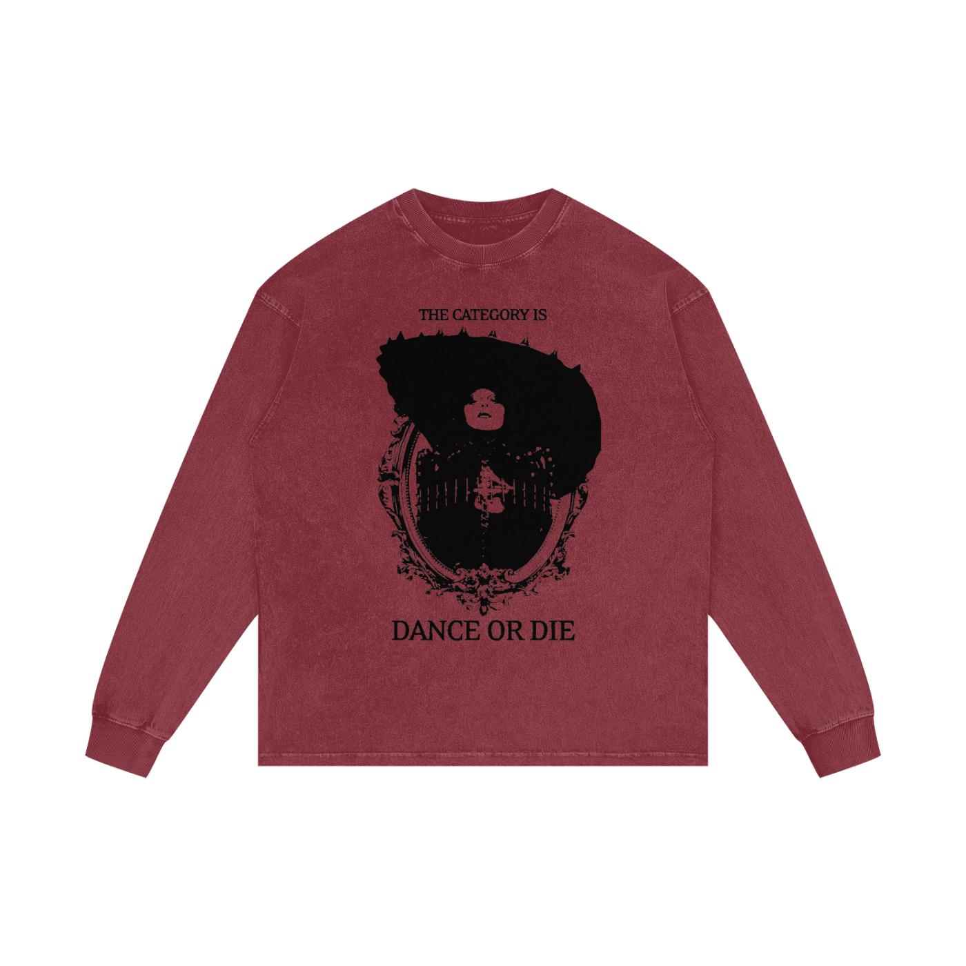 Lady Gaga 'Dance or Die' oversized T-shirt met acid wash en lange