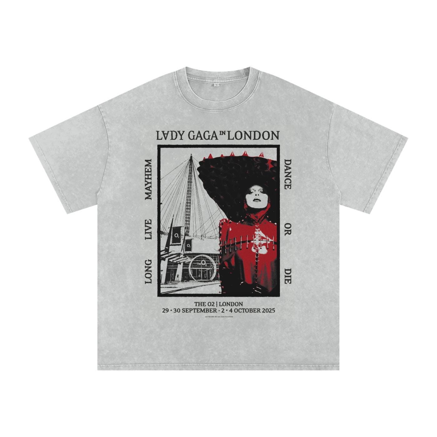 Lady Gaga Mayhem Ball Tour - London - Acid Wash Oversize T-shirt