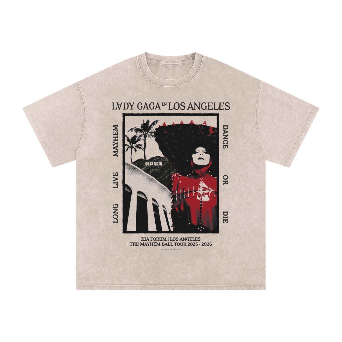 Lady Gaga Mayhem Ball Tour - Los Angeles - Acid Wash Oversize T