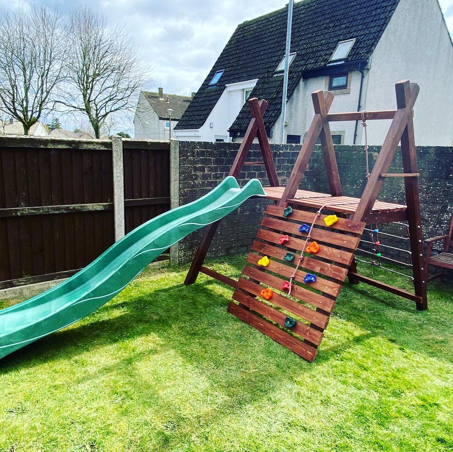 Climbing Wall and Slide Kids Garden Play Set Kids Outdoor Etsy