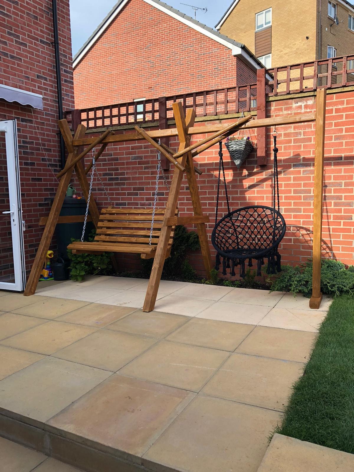 Banco swing de madera de jardín con hamaca // Asientos al aire | Etsy