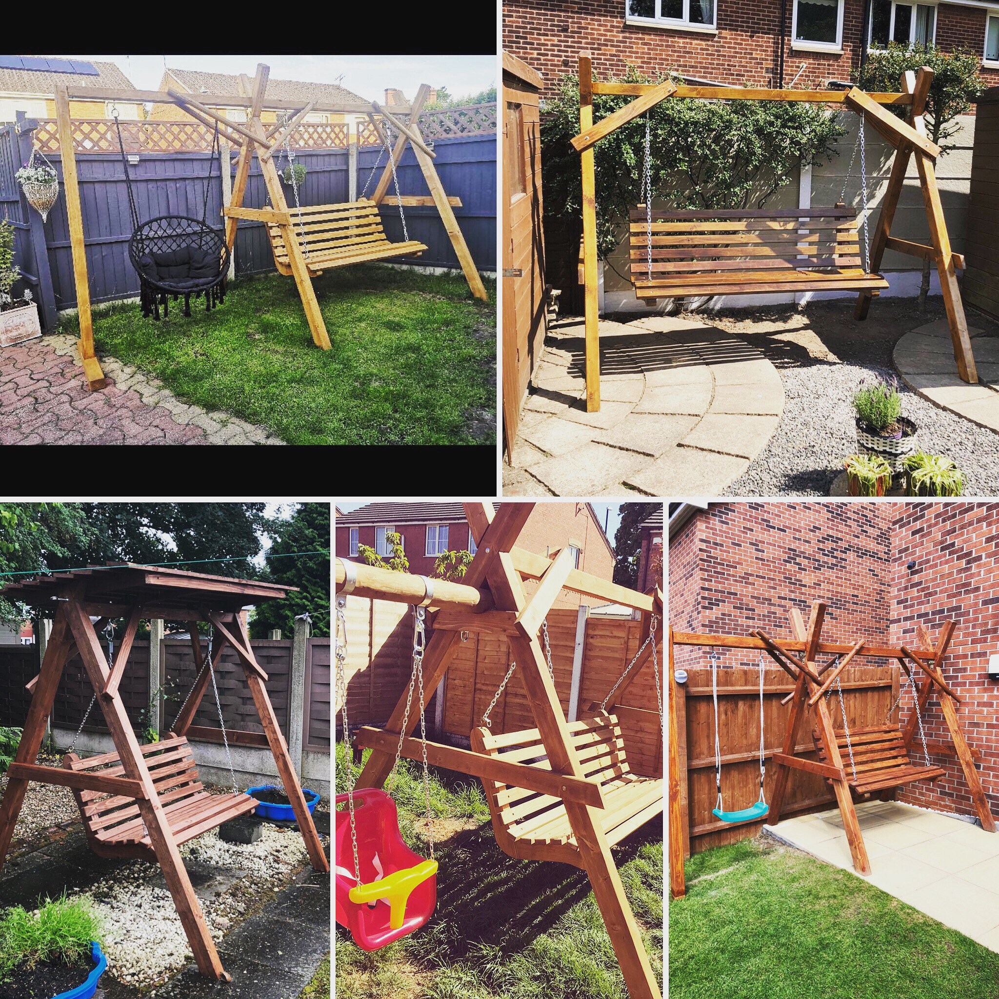 Garden Wooden Swing Bench with Canopy Outdoor Seating | Etsy