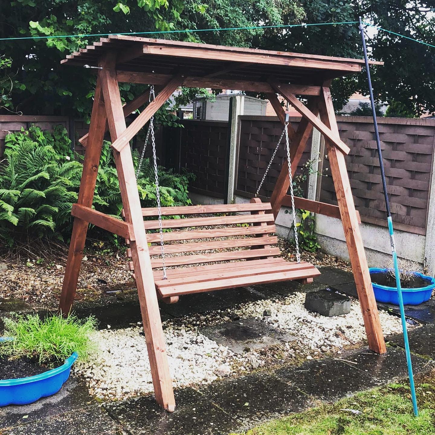 Garden Wooden Swing Bench with Canopy Outdoor Seating | Etsy