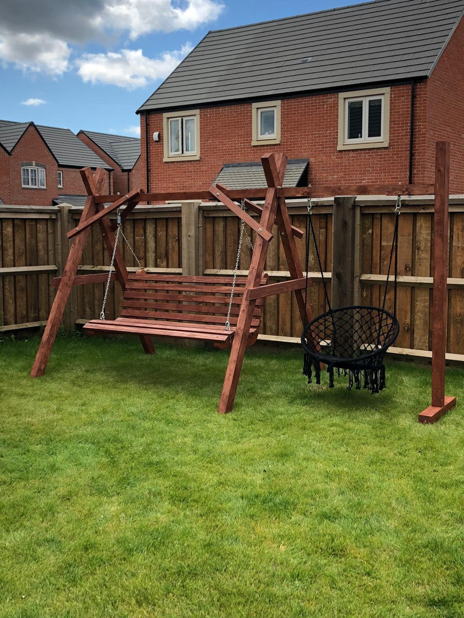 Banco swing de madera de jardín con hamaca // Asientos al aire | Etsy