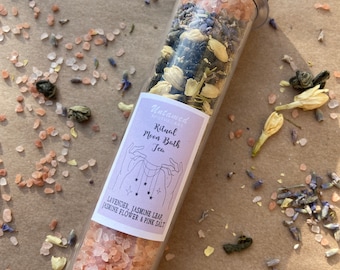 Moon Ritual Bath Tea w. Jasmine, lavender. Witch, spiritual, wellness. Meditation & self care. Homemade w. Intention. Energy work.