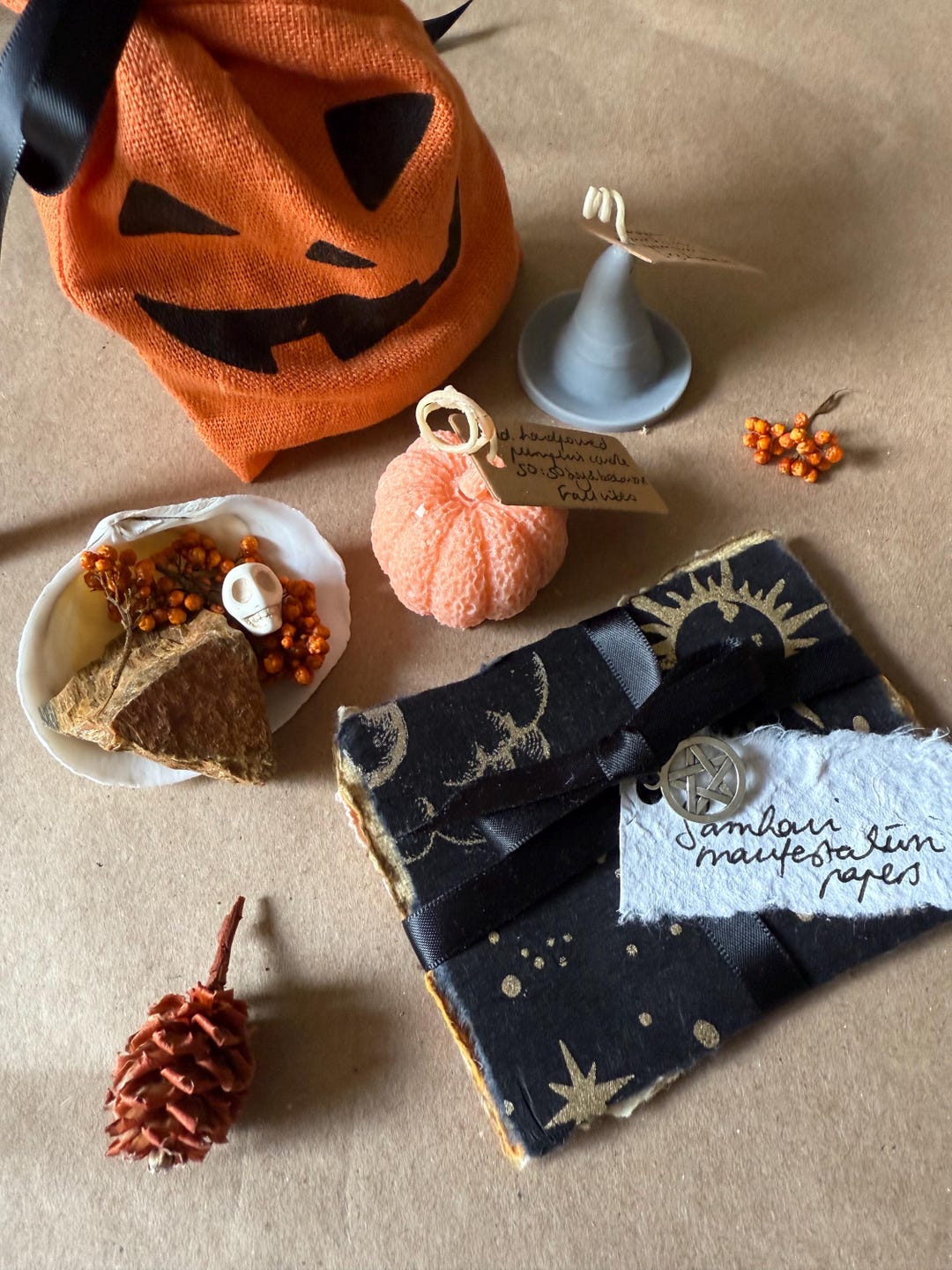Samhain Halloween Mini Ritual Altar Set in Pumpkin Bag. Witch Hat and ...