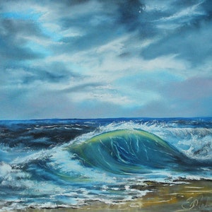 Sea landscape oil painting, wave landscape