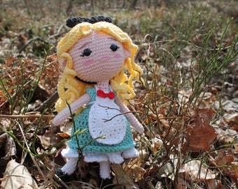 Crochet Princess Doll, Alice in Wonderland Disney Crochet Doll, Amigurumi Alice, Alice Plush Toy
