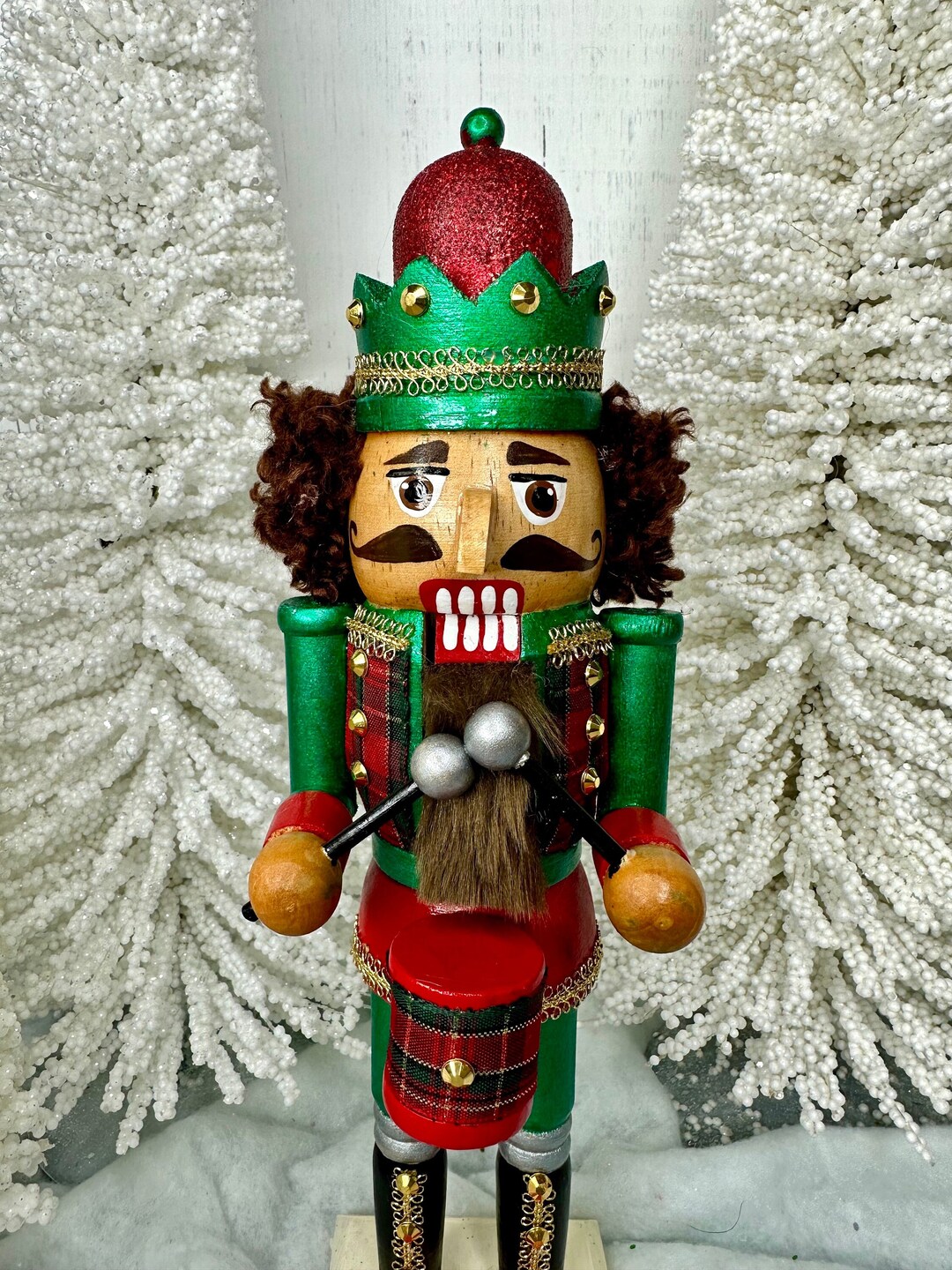 African American Nutcracker Green Gold Plaid, Christmas, Holiday, Decor