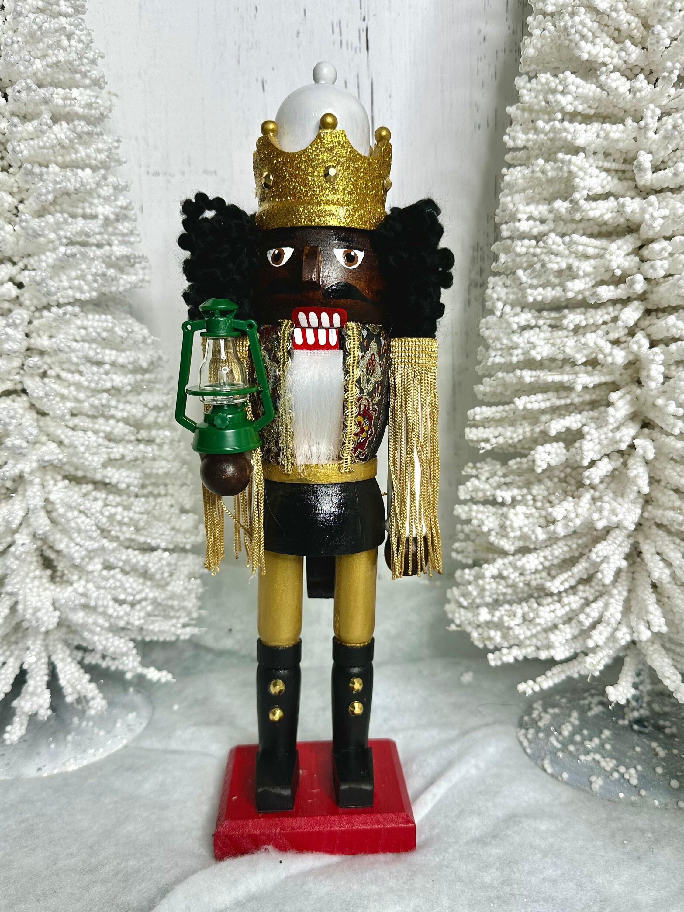 African American Nutcracker Green Lantern Christmas Holiday Decor Etsy