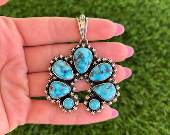 Seafoam Green Royston Turquoise Cross Pendant Handmade by Navajo