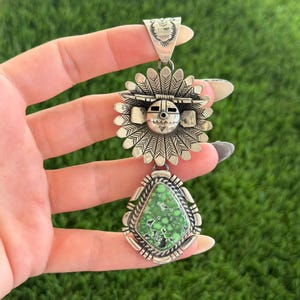 RARE Pixie Turquoise Sunface Kachina Pendant Handmade Navajo Freddy Charlie