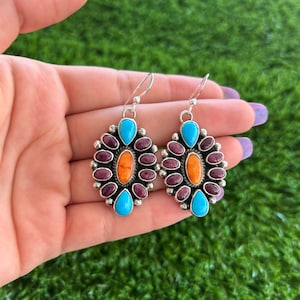 Dornröschen & Orange/Lila Spiny Ohrringe Handgemachte Navajo Linda Yazzie