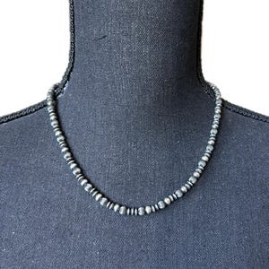 18&quot; 5mm Sterling Silver Modern Navajo Pearl Necklace 1055 Navajo Hand-finished