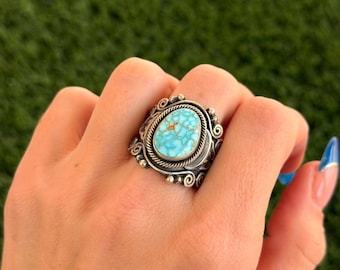 Navajo Bracelet by Gary Reeves, Sterling and Carico Lake Turquoise