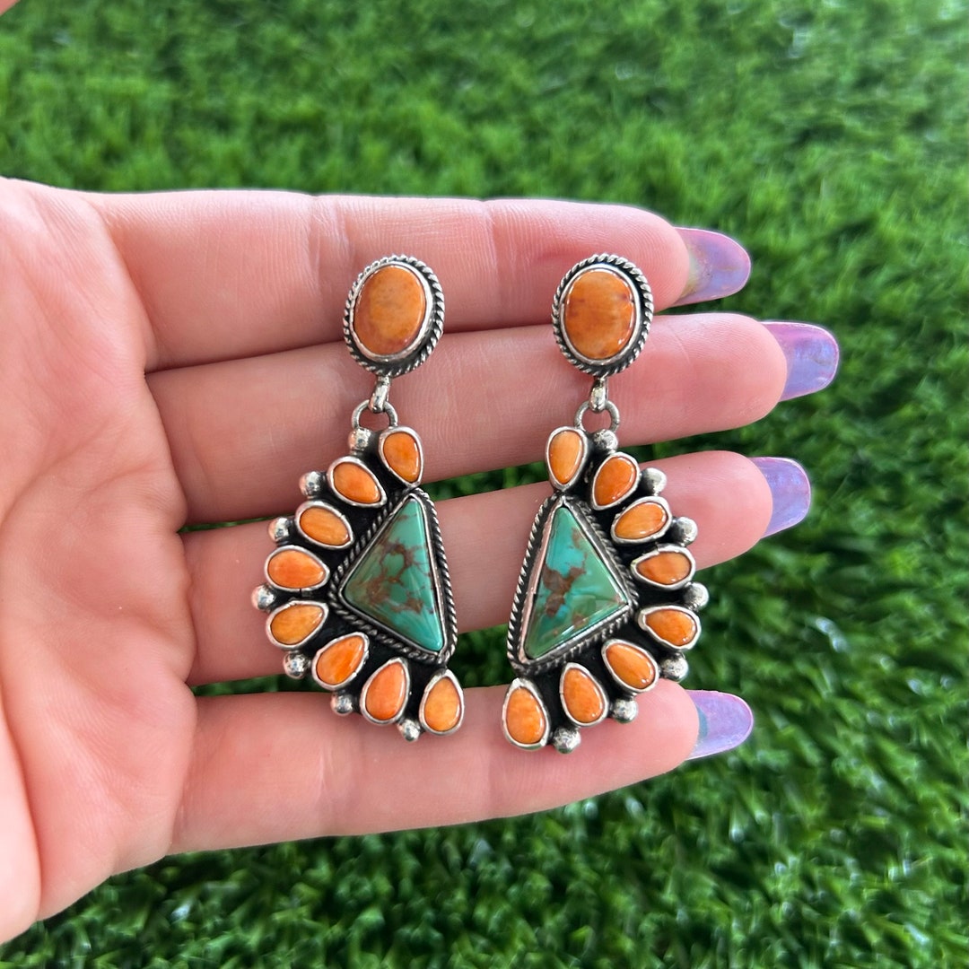 ターコイズ LFC×Linda Yazzie Royston Royston Blue Turquoise Post-Back Earrings By Linda Yazzie