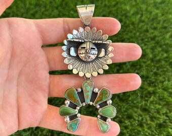 Seafoam Green Royston Turquoise Cross Pendant Handmade by Navajo