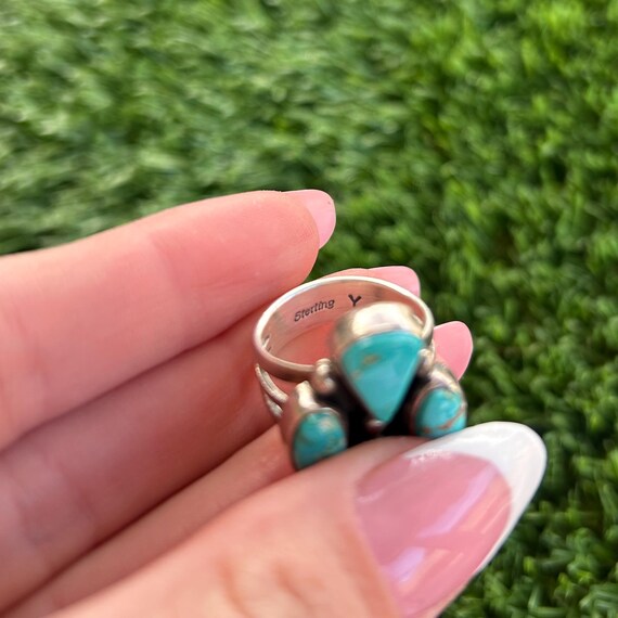 Royston Four-corners Cluster Sterling Silver Ring Handmade Navajo