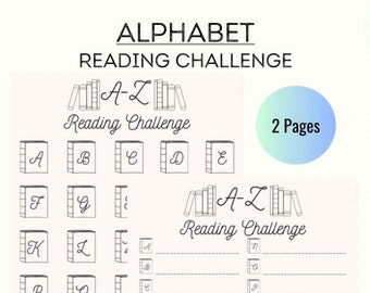 Alphabet Reading Challenge - A-Z Reading Challenge - Printable Journal Page - Reading Tracker - Reading Log - Planner Page - Book Challenge