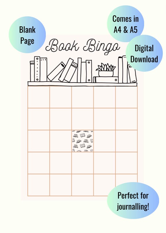 Book Bingo - Printable Journal Page - Reading Log - Planner Page ...