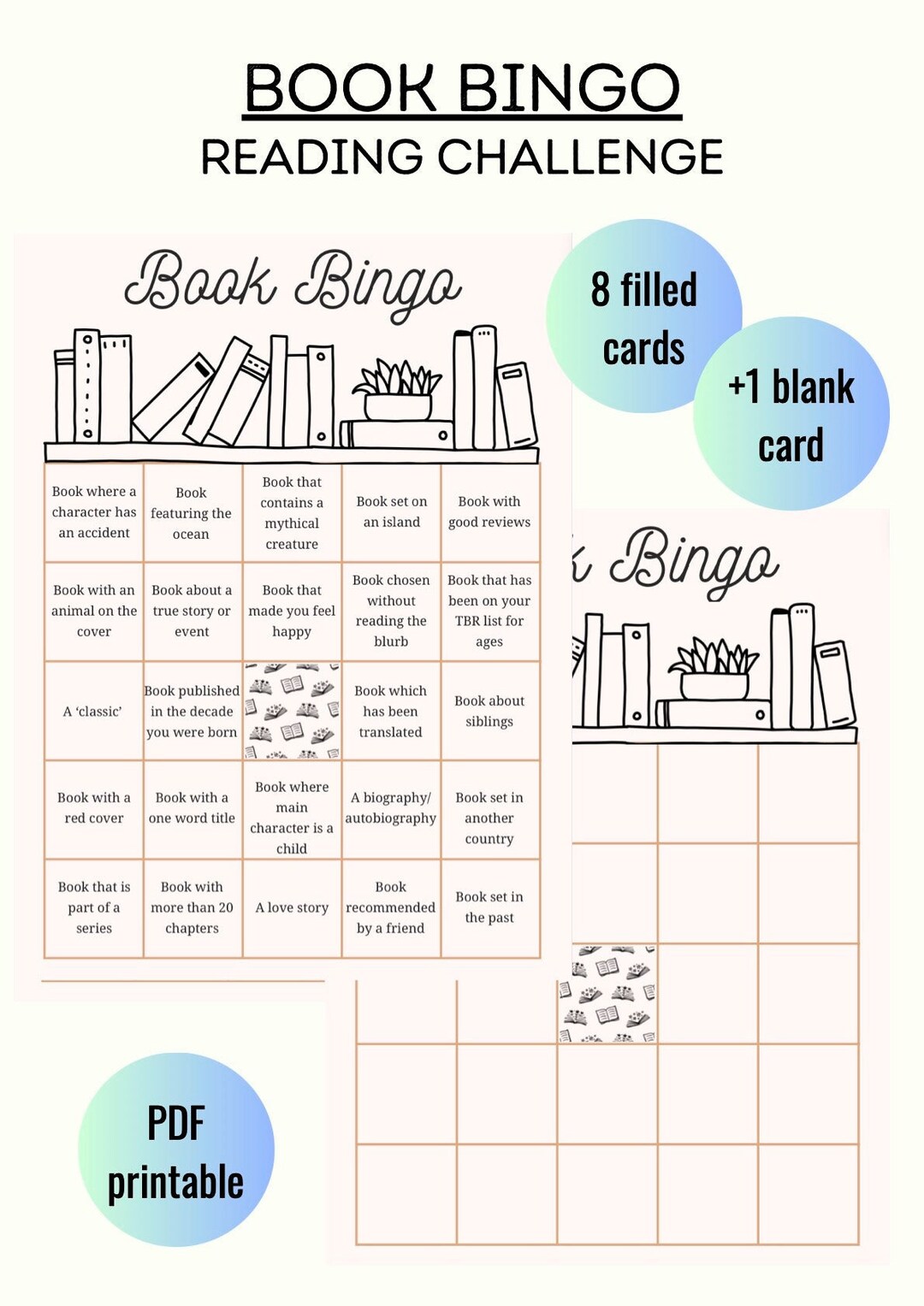 Book Bingo - Printable Journal Page - Reading Log - Planner Page ...