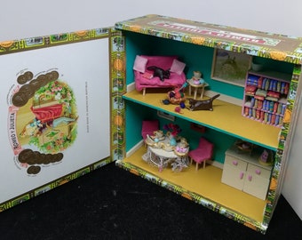 Cigar box tea party diorama