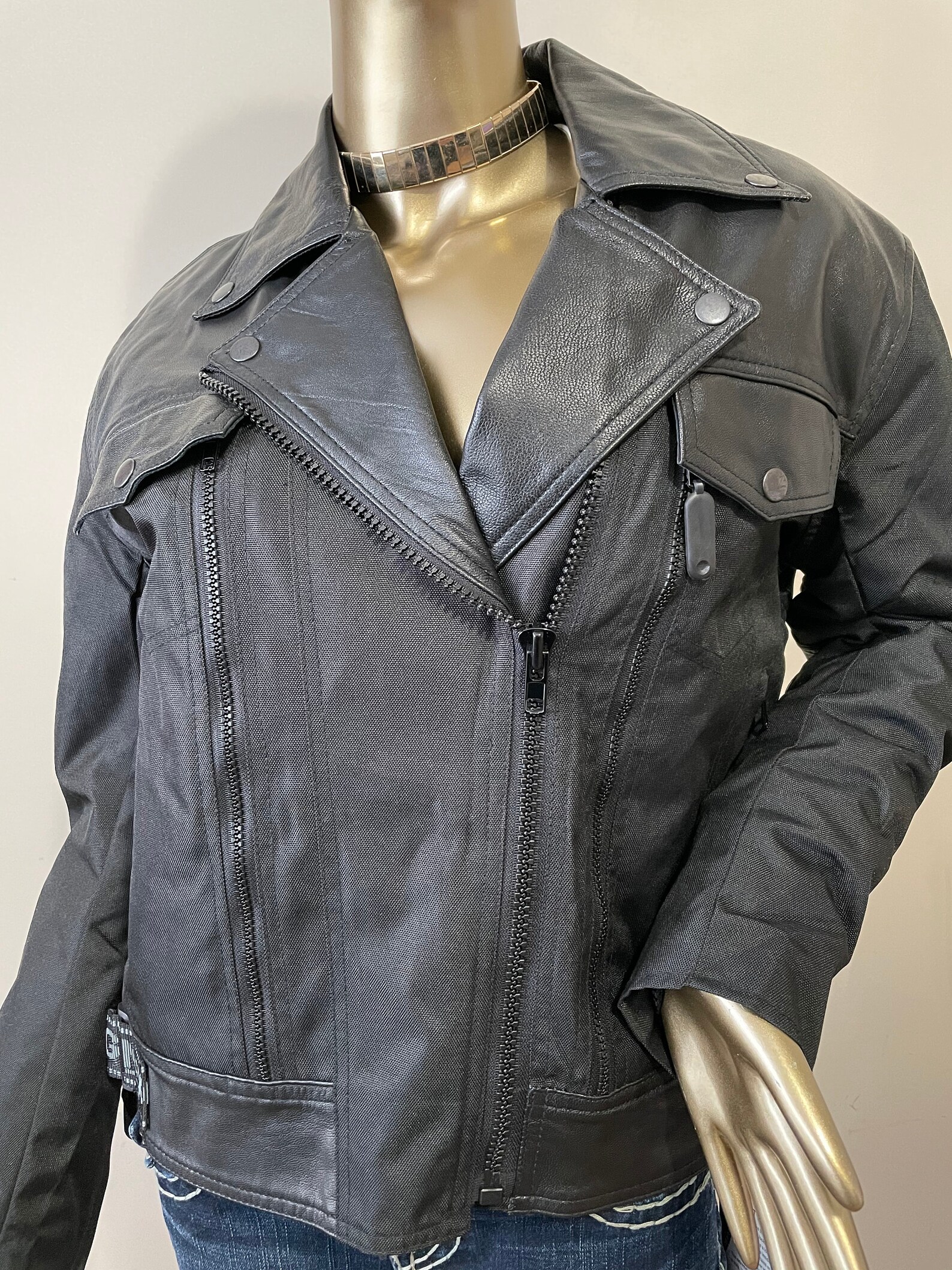 Nexgen Women's Leather & Nylon Black Cruising Jacket Size Medium - Etsy