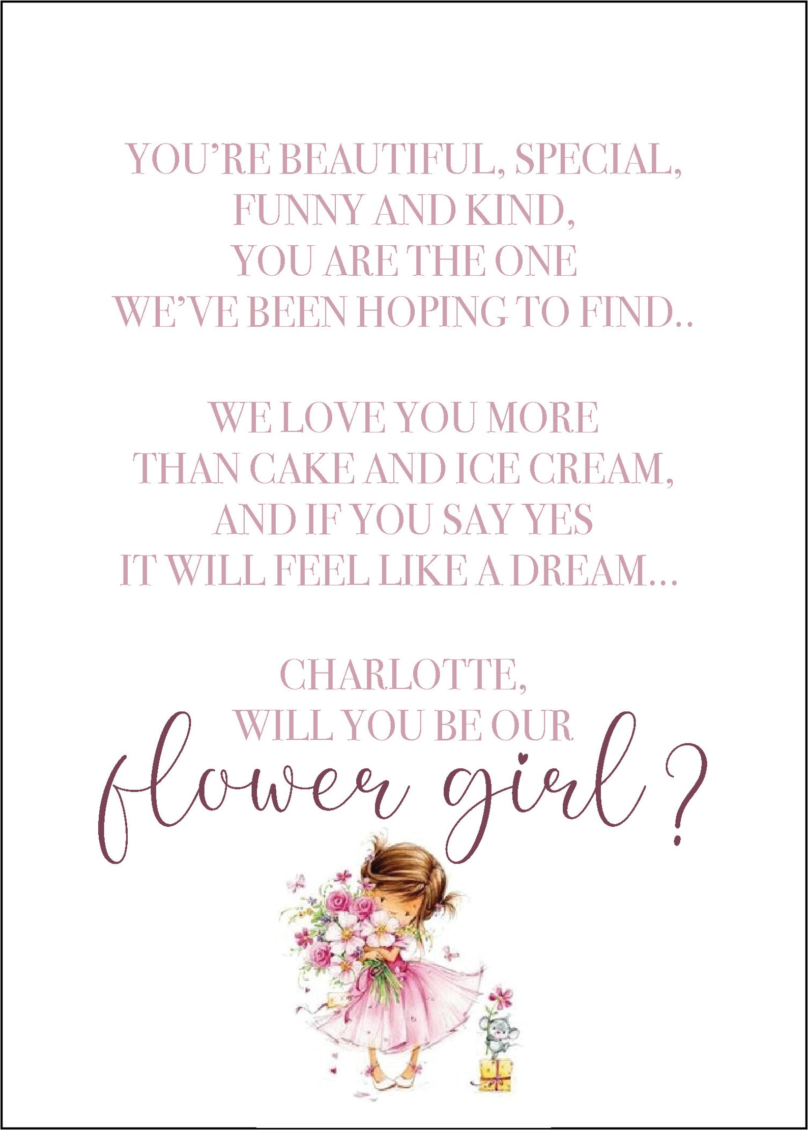 Flower Girl Proposal Card A6 Printed Personalised Will You Etsy