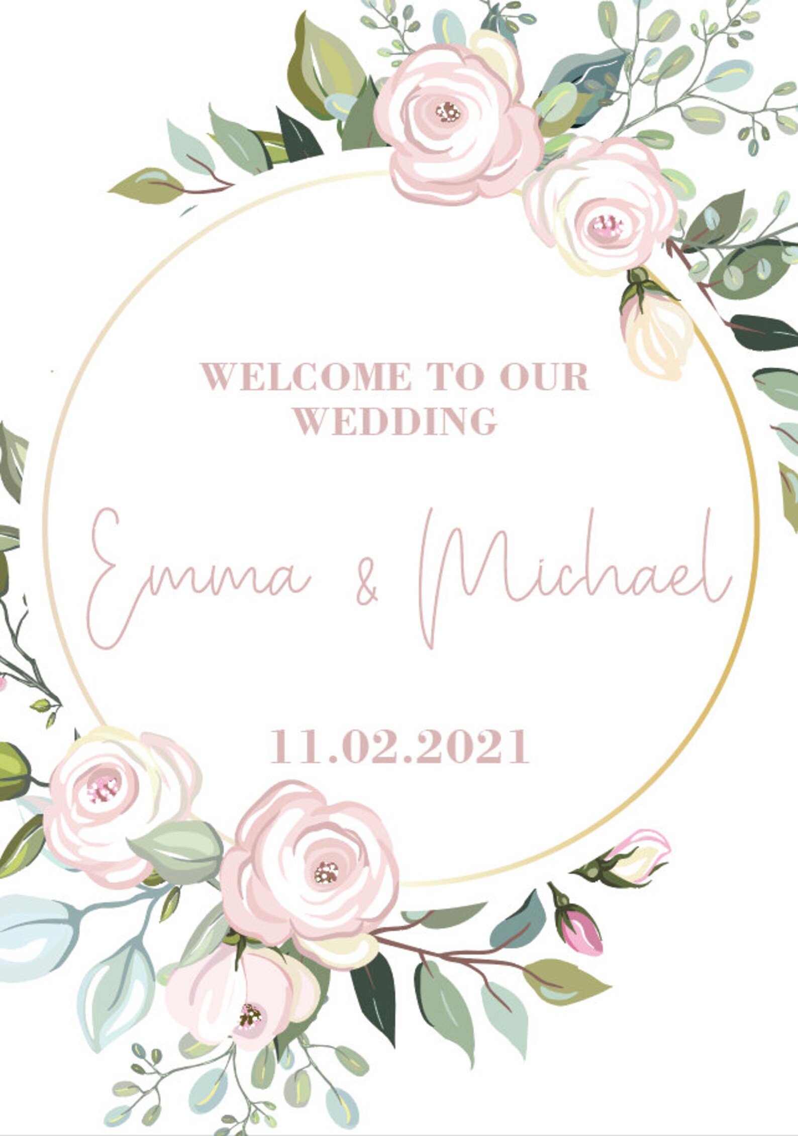 Pink Floral Wedding Sign, Wedding Sign, Welcome Sign, Wedding ...