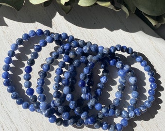 Handmade Sodalite Bracelet: 6mm Bead, Throat Chakra