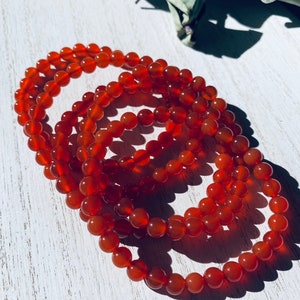 Carnelian bracelet, 6mm carnelian bracelet, carnelian jewelry, promotes passion and desire, grounding stone
