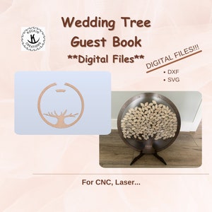 Libro degli ospiti dell'albero genealogico del matrimonio - FILE DIGITALI per CNC/Laser, dxf, svg