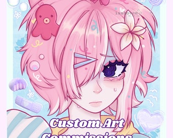 WAITLIST - Custom Art Commission | Vtuber, Original Character OC, or Furry Personalized Digital Drawing **Read Description**