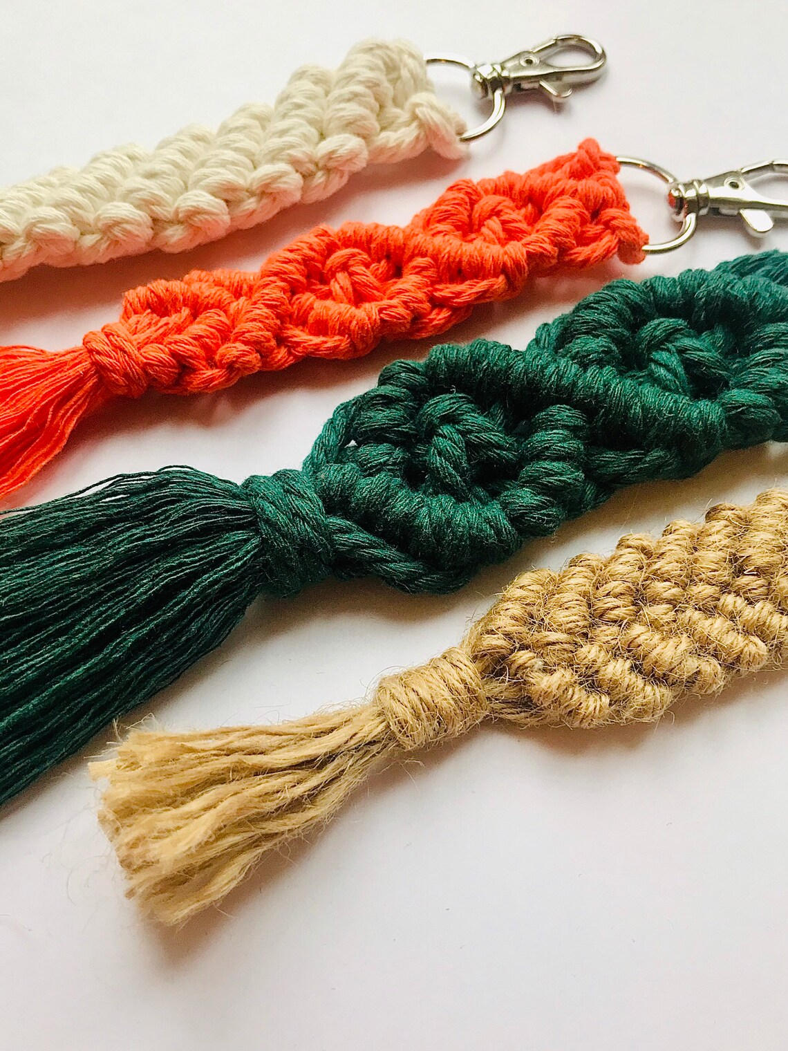 Macrame key chains Handmade key ring decorations White key Etsy