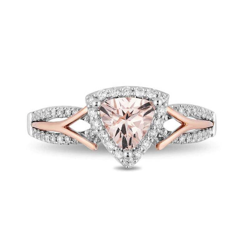 T.W 925 sterling silver rings Diamond Engagement Ring personalized gift wedding rings Enchanted Disney Aurora 6.0mm Trillion-Cut 14 CT
