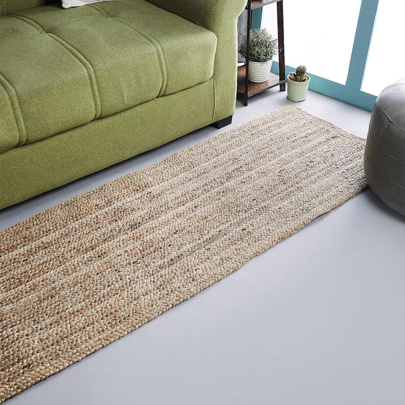 Jute Braided Runner Rug Natural Hand woven Reversible Area Etsy