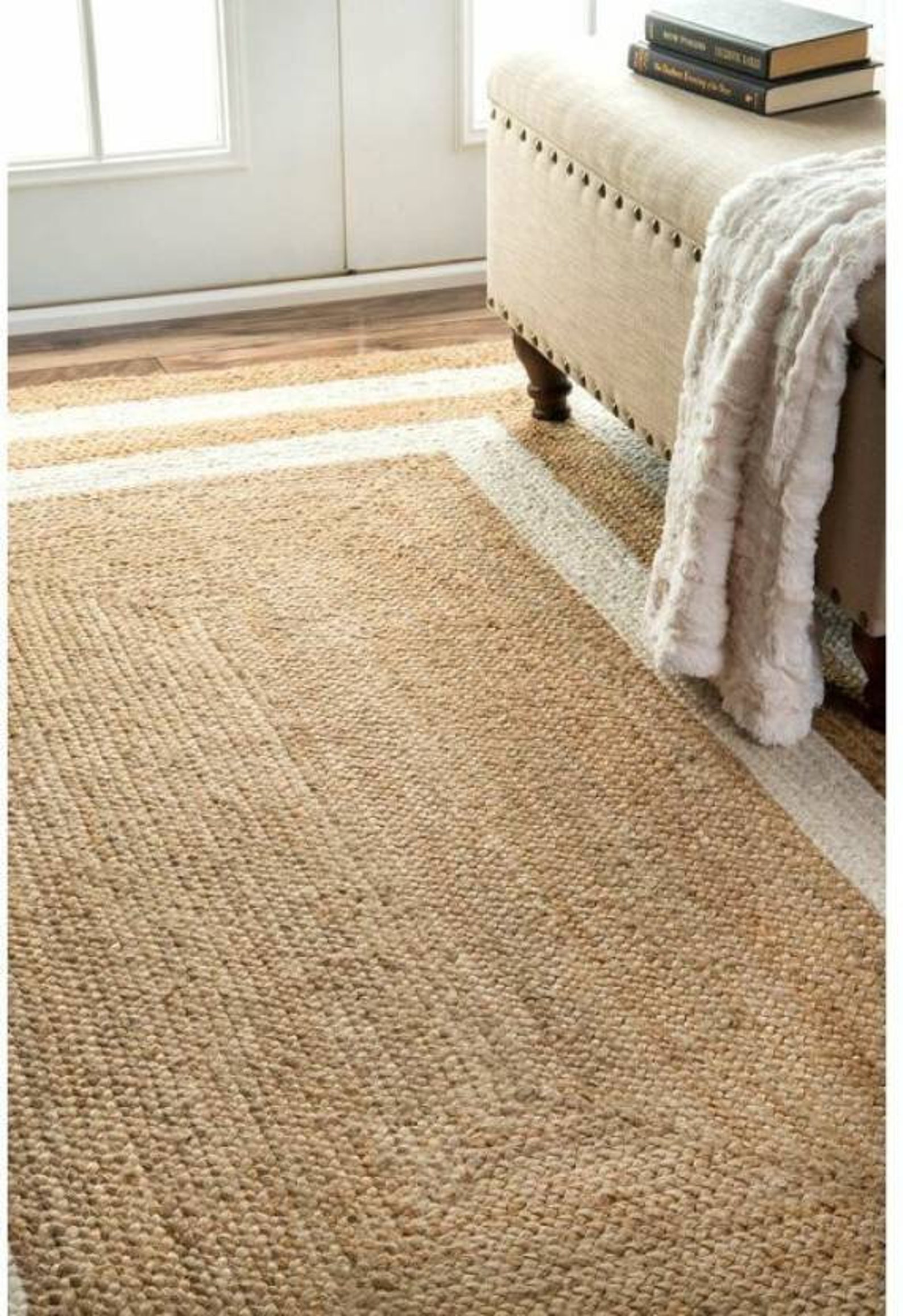 Jute Rug Farm House Area Rug Natural Boho Rug Living Room Rug Etsy