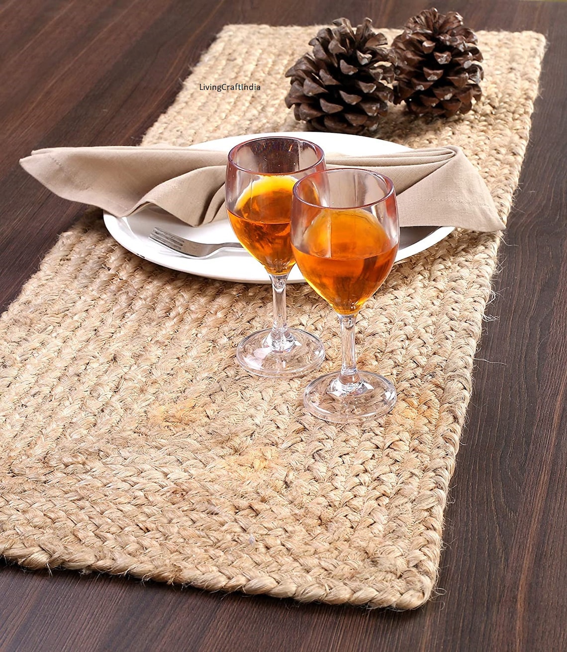 Jute Burlap Table Runner Natural Jute Braided Table Runner Etsy