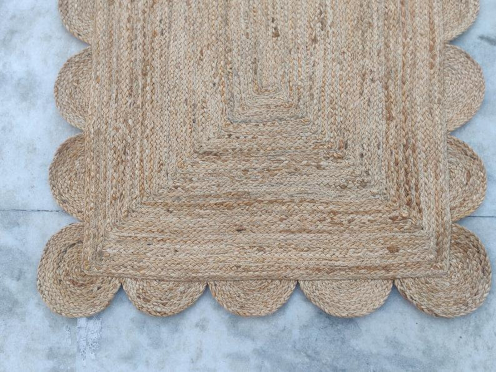 Jute rug scallop rug scalloped edge rug farmhouse rug Etsy